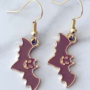 New Mauve Halloween Bats Earrings Unique Costumes Gifts Party Goth Spooky Fun